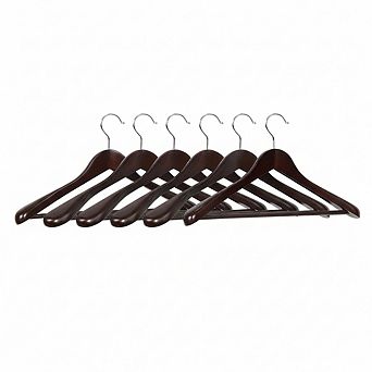 Luxury Mahogany Wood Hangers 6 Pack with Wide Shoulder and 360 Swivel Hooks