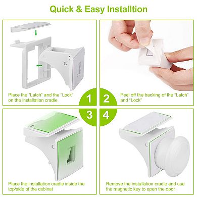 4PCS Magnetic Cabinet Locks Child Safety Drawer Latches Kit