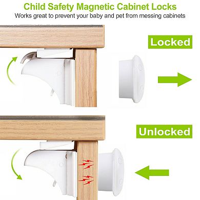 4PCS Magnetic Cabinet Locks Child Safety Drawer Latches Kit