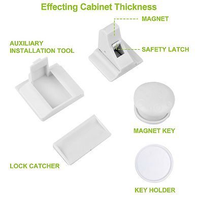 4PCS Magnetic Cabinet Locks Child Safety Drawer Latches Kit