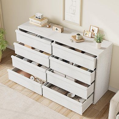 8-Drawer Wide Dresser, Modern Double Dresser with Large Storage Capacity
