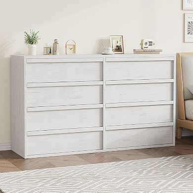 8-Drawer Wide Dresser, Modern Double Dresser with Large Storage Capacity
