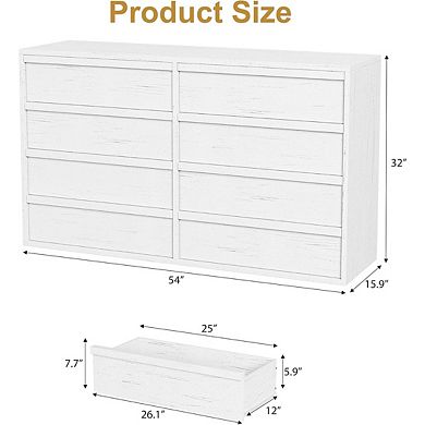 8-Drawer Wide Dresser, Modern Double Dresser with Large Storage Capacity