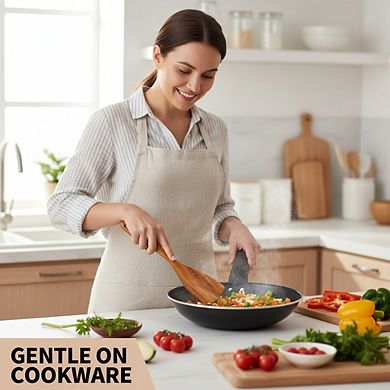 6 Piece Teak Wooden Spoon Set for Cooking Heat Resistant and Easy to Clean