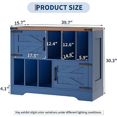 39in Large Vinyl Record Storage, Farmhouse Wood Turntable Record Player Stand with Storage Cabinet