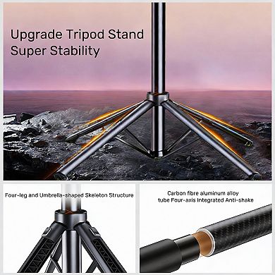 360° AI Face Tracking Tripod for iPhone, 4-in-1 Functionality, LED Ring Lights, Remote Control