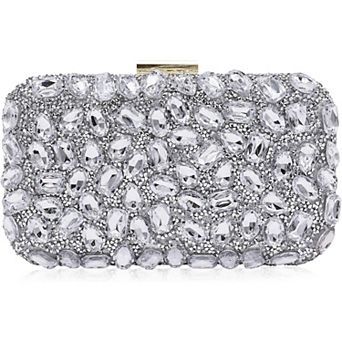 AKSZRI Women's Crystal Clutch Purse - Gemstone Evening Bag for Wedding & Formal Events