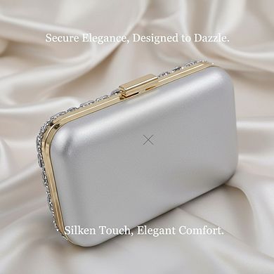 AKSZRI Women's Crystal Clutch Purse - Gemstone Evening Bag for Wedding & Formal Events