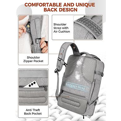 AKSZRI 40L Flight-Approved Carry-On Backpack with Packing Cubes, Fits 17.3" Laptop, Anti-Theft