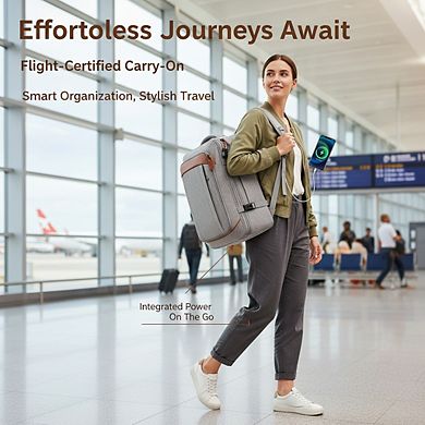 AKSZRI 40L Flight-Approved Carry-On Backpack with Packing Cubes, Fits 17.3" Laptop, Anti-Theft