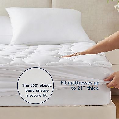 Queen Mattress Pad Cotton Topper Breathable Soft 450gsm 60x80 White