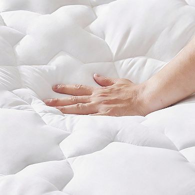 Queen Mattress Pad Cotton Topper Breathable Soft 450gsm 60x80 White
