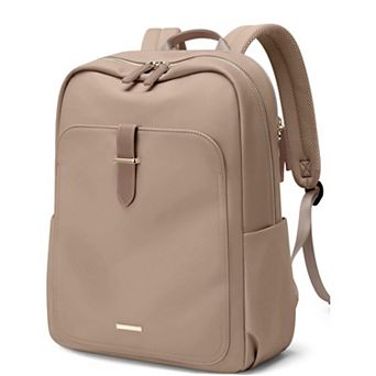 AKSZRI Women's 17.3" Work & Travel Laptop Backpack - Casual Champagne Brown Carry-On Purse Backpack