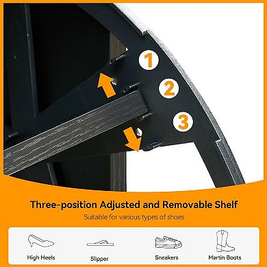 Fancihabor Natural Rattan Shoe Storage Cabinet with 2 Flip Doors, Metal Legs & Adjustable Shelf