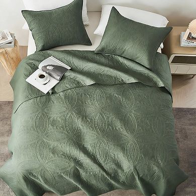 Olive Green Lightweight Quilt Set - Modern Design, Soft Polyester, All Seasons, 3-Piece