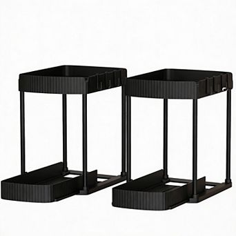 2 Pack Storage Organizers, 15"x8"x12.8", Black, Space-saving, Easy Install