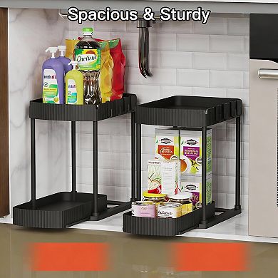 2 Pack Storage Organizers, 15"x8"x12.8", Black, Space-saving, Easy Install
