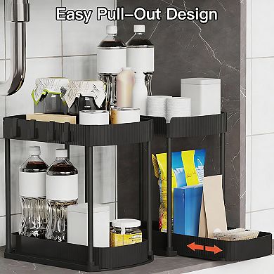 2 Pack Storage Organizers, 15"x8"x12.8", Black, Space-saving, Easy Install