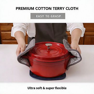 4 Pack Heat Resistant Kitchen Potholders - Safe, Durable, and Stylish