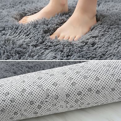 Machine Washable 5x8 Shaggy Area Rug, Soft Fluffy for Living Room & Bedroom, Grey