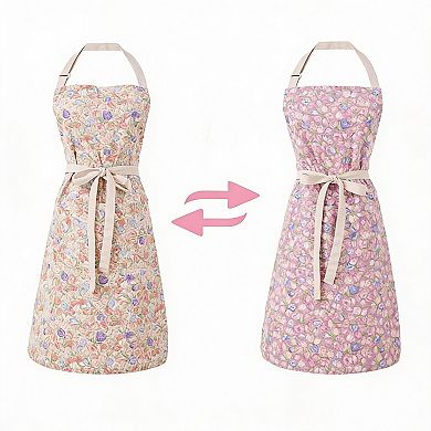 Double Sided Cotton-Linen Apron with Pockets for Cooking, Crafting, and Gardening