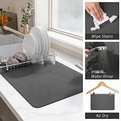 Stain-Resistant Coffee Bar Mat, Super Absorbent, Quick Dry, 12"x19"