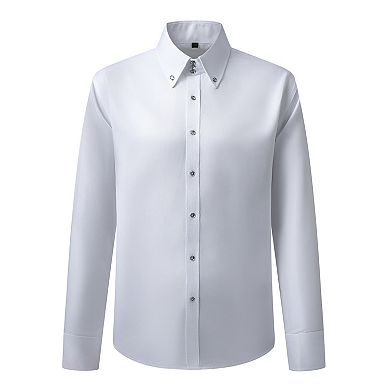 Men's Dress Shirts Solid Long Sleeve Slim Fit Button-Down Business Casual