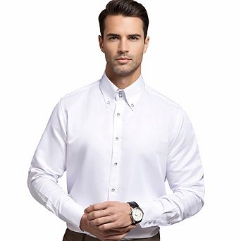 Men's Dress Shirts Solid Long Sleeve Slim Fit Button-Down Business Casual