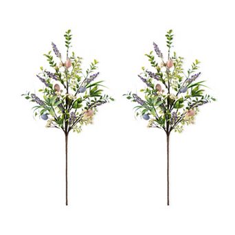 Glitzhome Set of 2 Easter Decoration, 28"H Easter Eggs & Lavender Picks