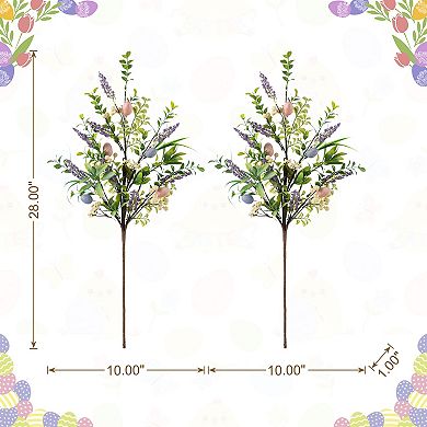 Glitzhome Set of 2 Easter Decoration, 28"H Easter Eggs & Lavender Picks