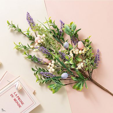 Glitzhome Set of 2 Easter Decoration, 28"H Easter Eggs & Lavender Picks