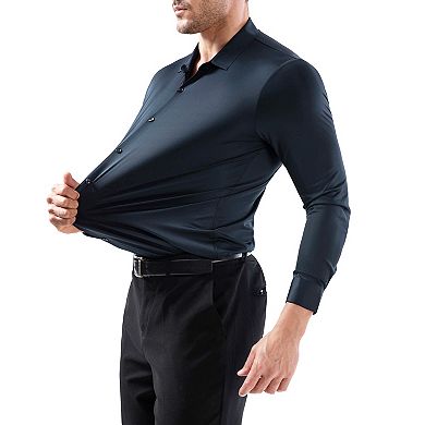 Men's Dress Shirt No-Iron Stretchy Slim Fit Button-Down Long Sleeve