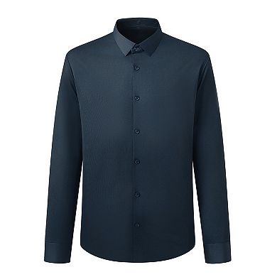 Men's Dress Shirt No-Iron Stretchy Slim Fit Button-Down Long Sleeve