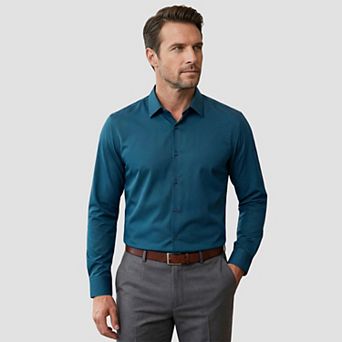 Men's Dress Shirt No-Iron Stretchy Slim Fit Button-Down Long Sleeve