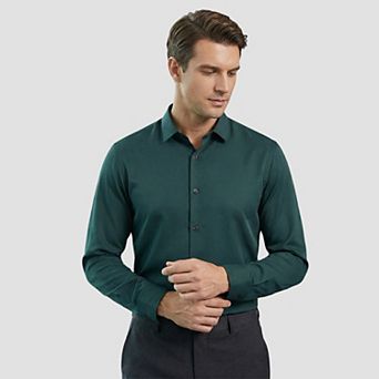 Men's Dress Shirt No-Iron Stretchy Slim Fit Button-Down Long Sleeve