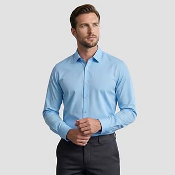 Men's Dress Shirt No-Iron Stretchy Slim Fit Button-Down Long Sleeve