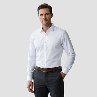 Men's Dress Shirt No-Iron Stretchy Slim Fit Button-Down Long Sleeve