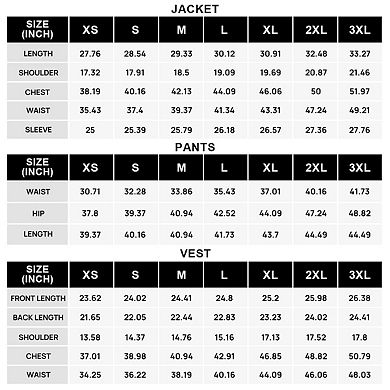 Men's 3 pc Suit 1 Button Slim-Fit Shawl Collar - Wedding/Business Formal