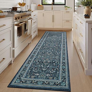 Vintage Pattern Area Rug Machine Washable Non Slip Low Pile Pet Friendly carpet for Living Room