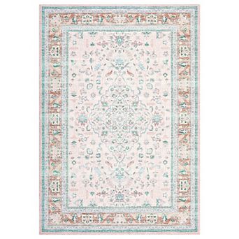 Vintage Pattern Area Rug Machine Washable Non Slip Low Pile Pet Friendly carpet for Living Room