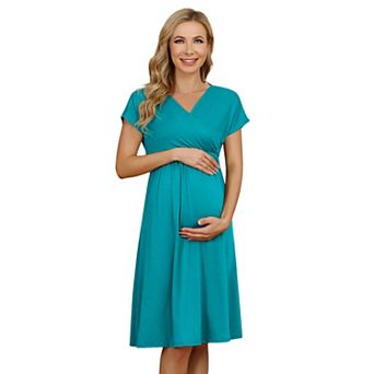 Summer Maternity & Nursing Dress Women A-Line V-Neck Baby Shower Midi Dress