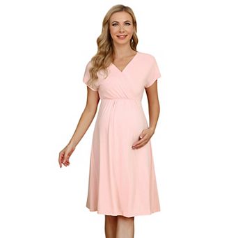 Summer Maternity & Nursing Dress Women A-Line V-Neck Baby Shower Midi Dress