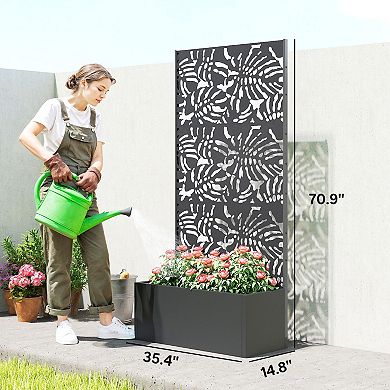 Outsunny Metal Planter Box with Trellis, 71inch Tall Privacy Planter