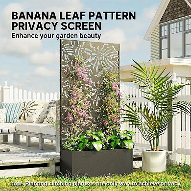 Outsunny Metal Planter Box with Trellis, 71inch Tall Privacy Planter