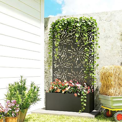 Outsunny Metal Planter Box with Trellis, 71inch Tall Privacy Planter