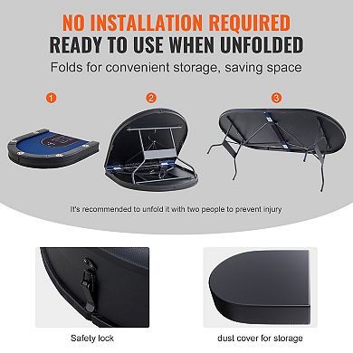 10 Player Foldable Poker Table with Padded Rails and Cup Holders 84 in Oval Casino Card Table