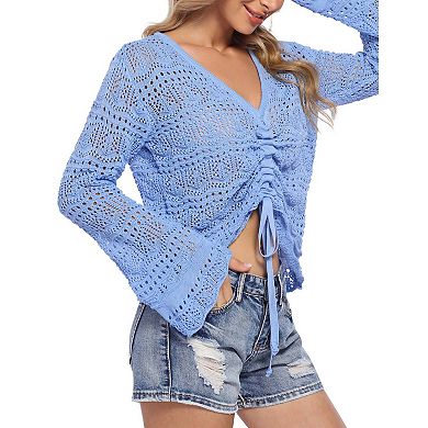 Women's Hollowed Out Long Sleeved Knitted Sweater