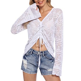 Women's Hollowed Out Long Sleeved Knitted Sweater