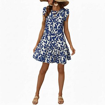 Loose Round Neck Fashionable Printed Short Sleeved Skirt