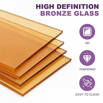 White Glass Display Cabinet, Wood 3-Tier Display Case, Modern Hutch China Cabinet with Storage